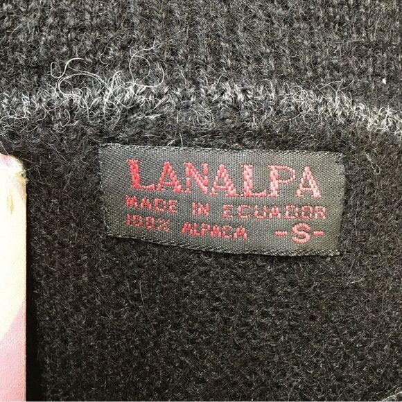 Lanalpa Mens 100% Alpaca Collared Knit Polo Sweater Black S - Picture 6 of 8